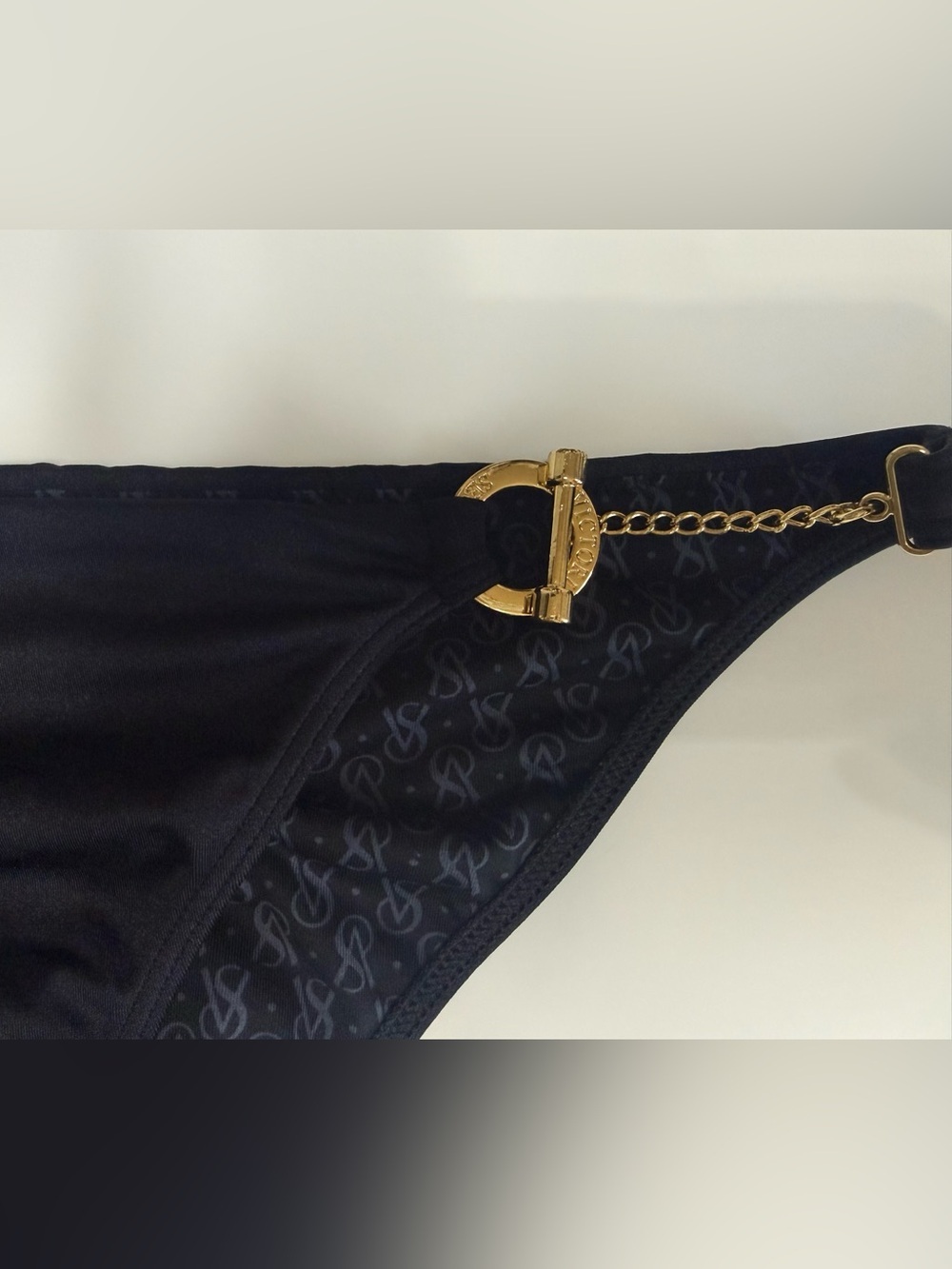 Victoria's Secret Black Bikini Bottom with Gold Hardware NWOT - Picture 2 of 4